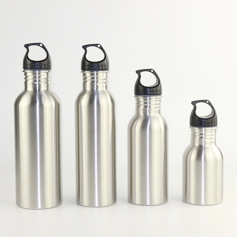 750ml High-Quality 18/8 Stainless Steel Single Wall Sports Water Bottle with Portable Screw Lid for Outdoors and Camping, Leaf-Proof Keeps Cold