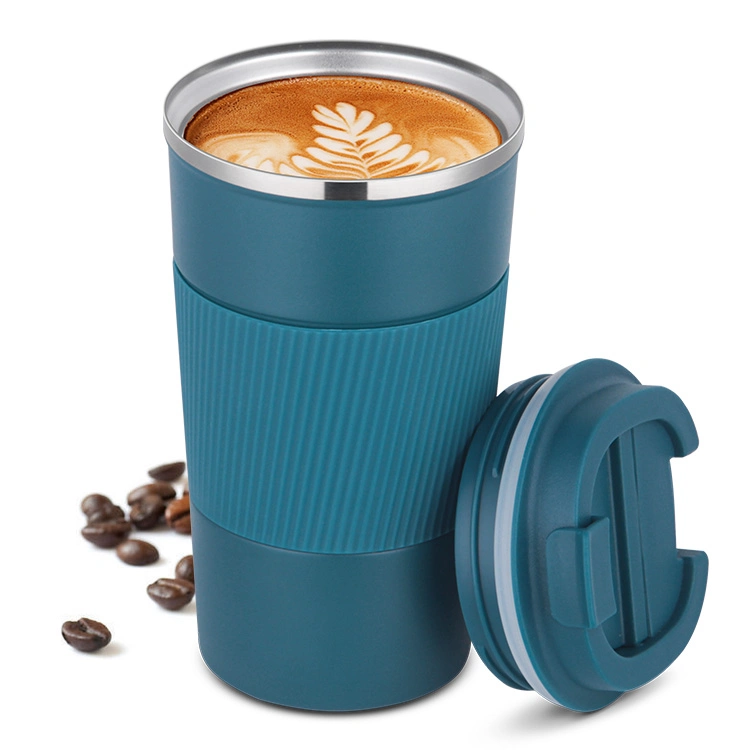 510ml Gorgeous Logo Travel Coffee Mug with Silicone Sleeve Double Wall Vacuum Insulated Stainless Steel