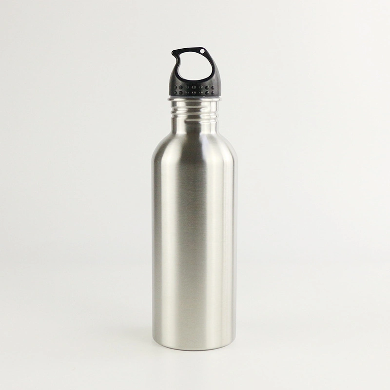 750ml High-Quality 18/8 Stainless Steel Single Wall Sports Water Bottle with Portable Screw Lid for Outdoors and Camping, Leaf-Proof Keeps Cold