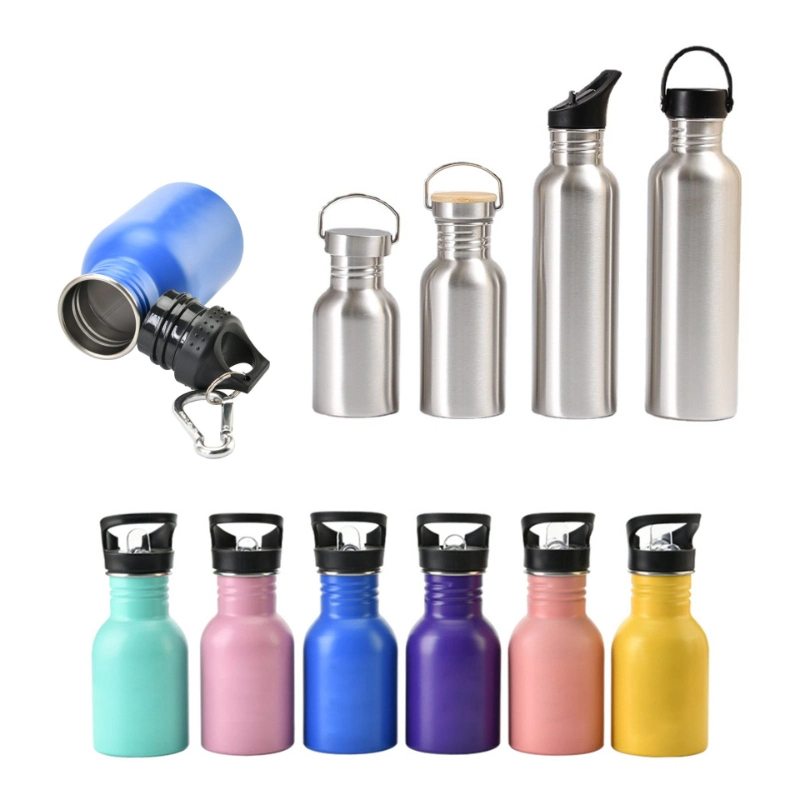 Wholesale Custom Logo Single Wall Stainless Steel Sports Water Bottle in Multi Sizes